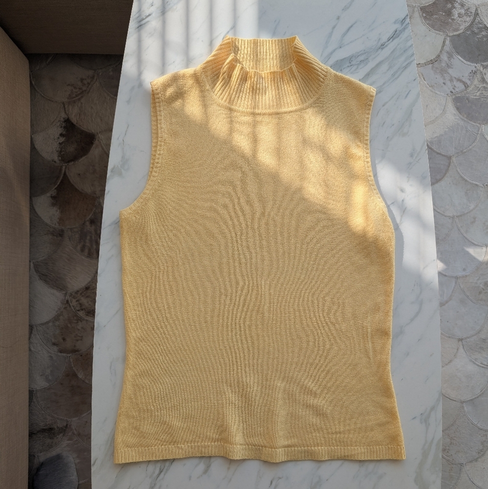 Yellow Sleeveless Turtleneck Top